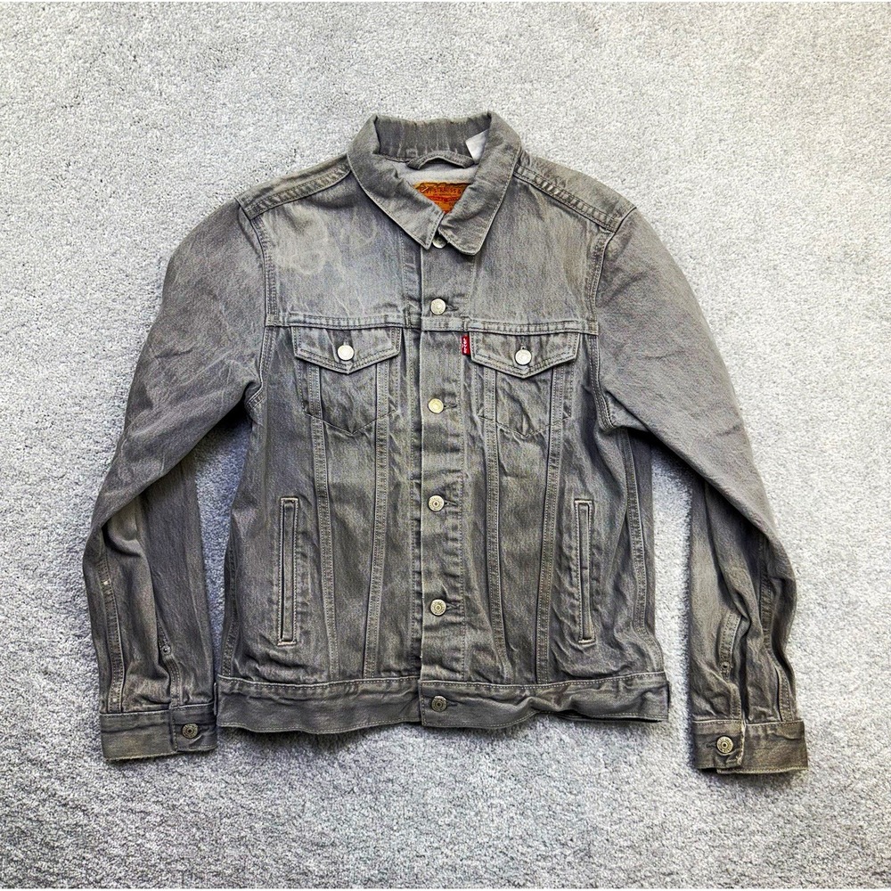 Levi's Strauss Womens Trucker Denim Jacket Gray Acid Wash Vintage Style Size XL